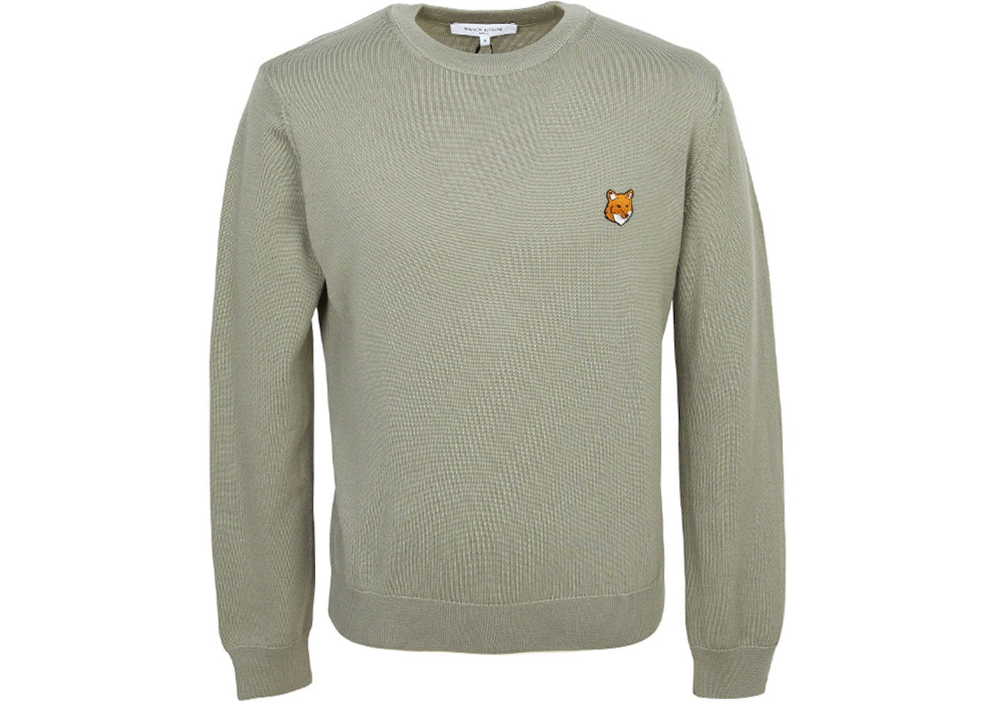 Maison Kitsune Fox Head Knit Sweater Khaki