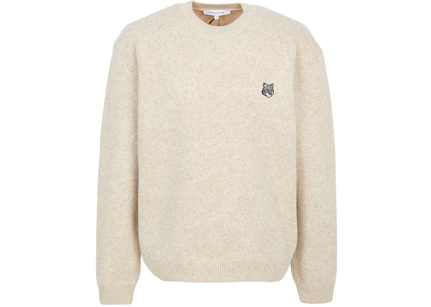 Maison Kitsune Fox Head Knit Sweater Beige
