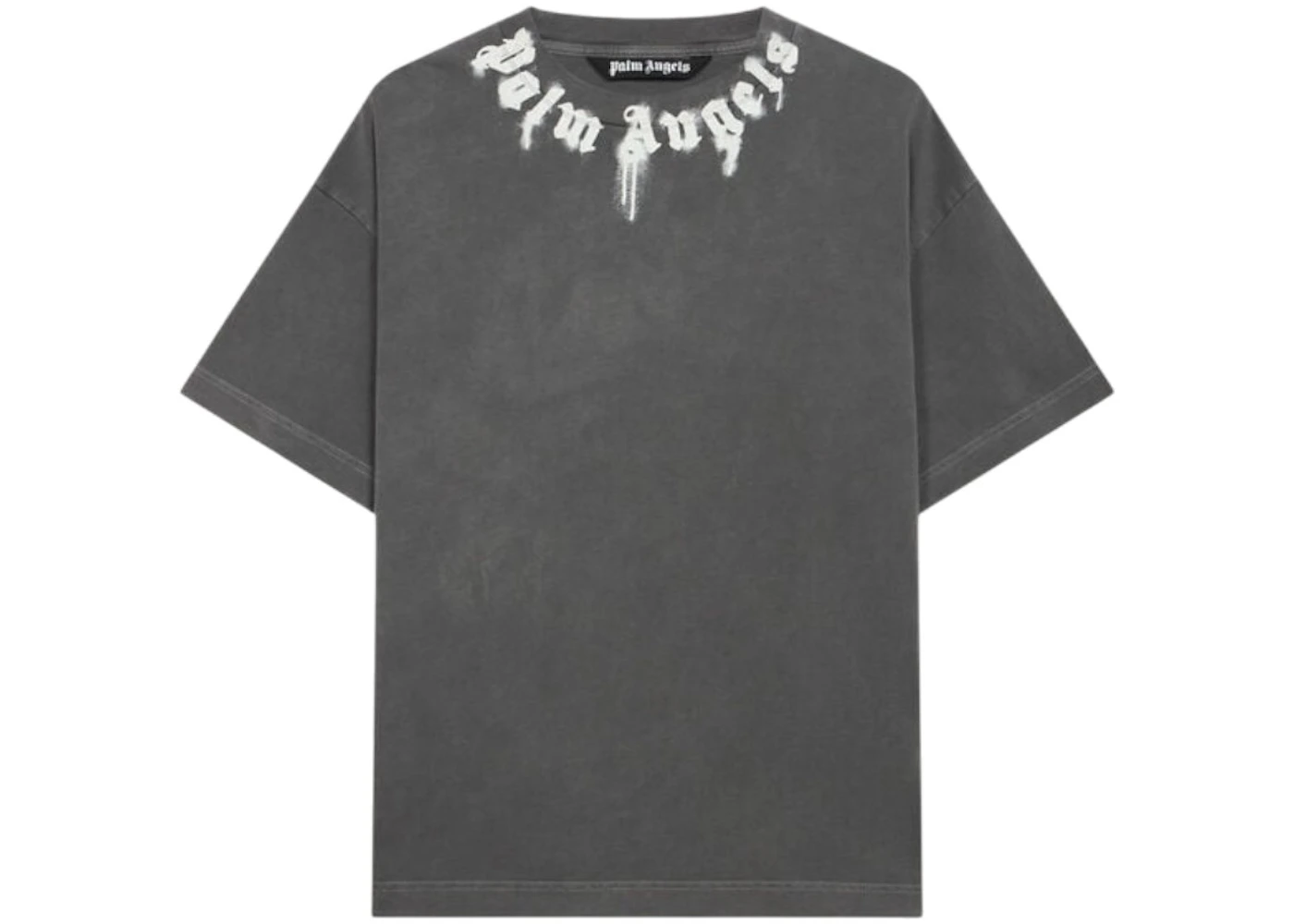 Palm Angels Curved Logo Graffiti T-shirt Grey