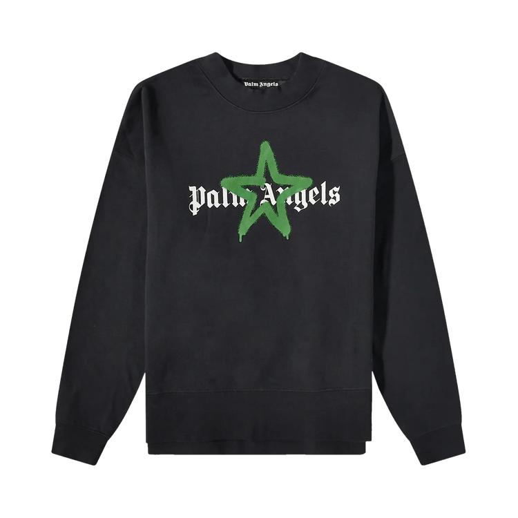 Palm Angels Star Sprayed Logo Sweatshirt 'Black/Green'