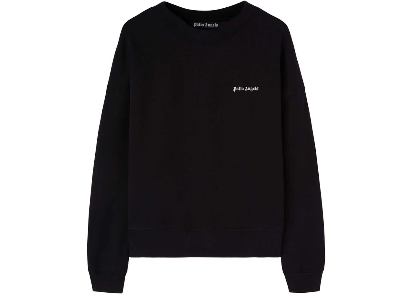 Palm Angels Logo-Embroidered Cotton Sweatshirt Black/White