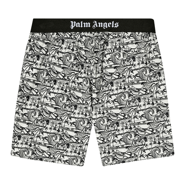 Palm Angels Waves Easy Shorts 'White/Black'