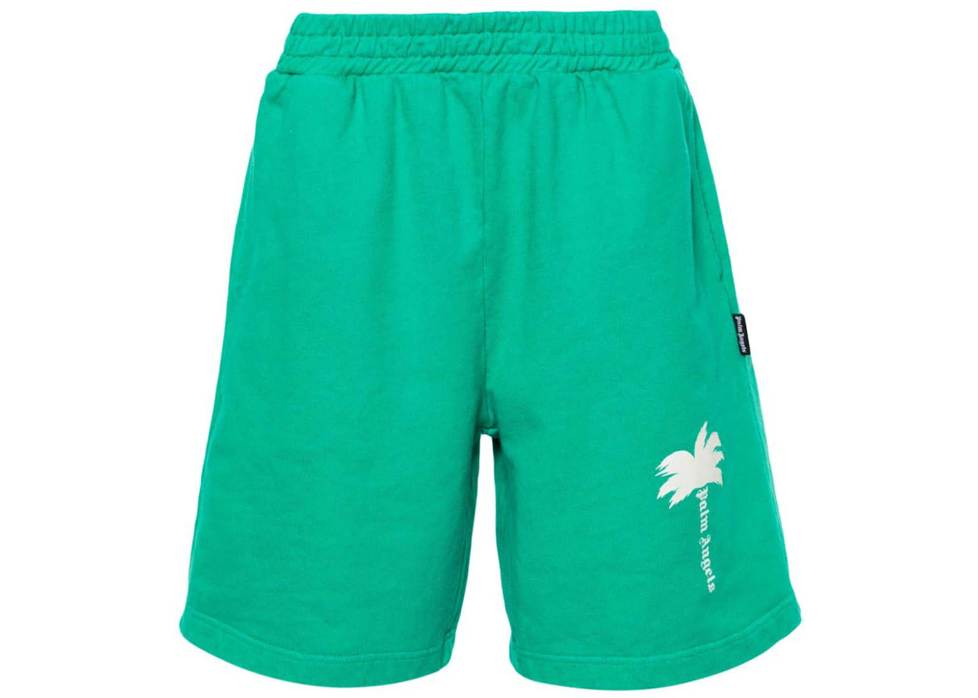 Palm Angels The Palm Cotton Track Shorts Parakeet Green/White