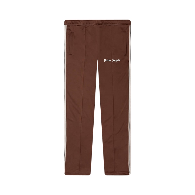 Palm Angels Thin Waist Slim Track Pants 'Brown/Off White'