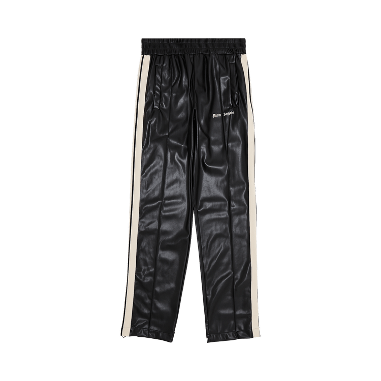 Palm Angels Leather Effect Track Pants 'Black/Off White'