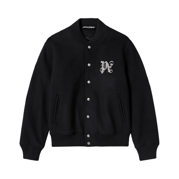 Palm Angels Monogram Varsity Jacket 'Black/Off White'