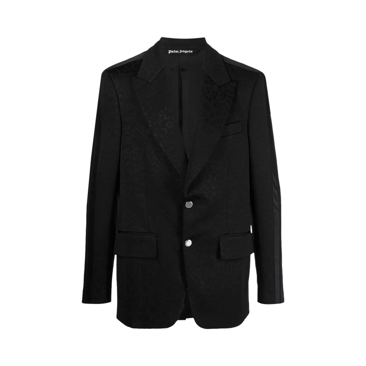 Palm Angels Jacquard Tonal Leopard Blazer 'Black'