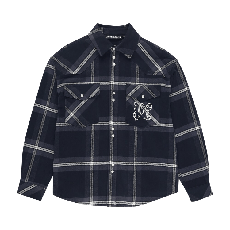 Palm Angels Monogram Check Overshirt 'Anthracite/Off White'