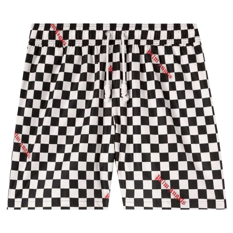Palm Angels Damier Print Swim Short 'Black/Red'