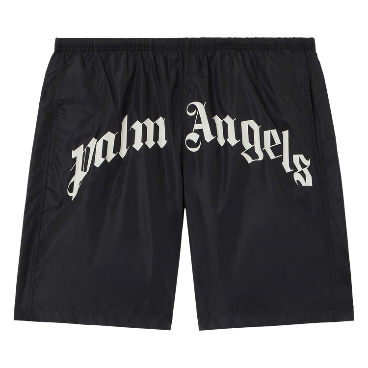 Palm Angels Curved Logo Swimshort 'Black/Off White'