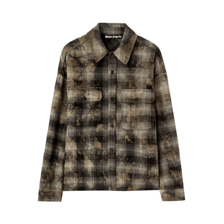 Palm Angels Curved Logo Check Long-Sleeve Shirt 'Dark Grey/Off White'