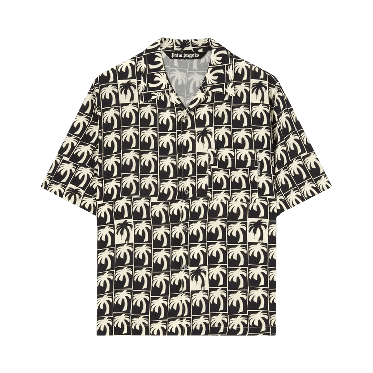 Palm Angels Dripping Palms Bowling Shirt 'Black/Off White'