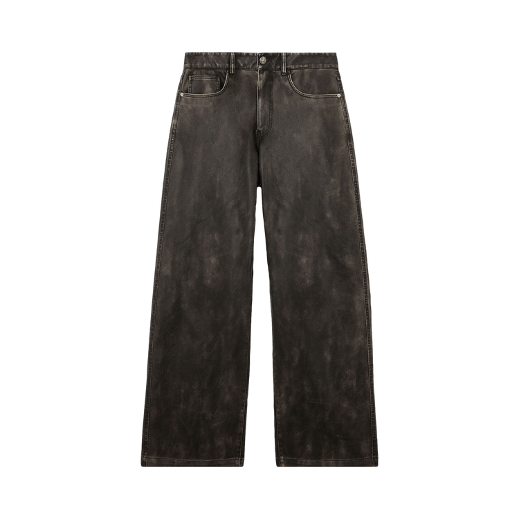 Palm Angels Curved Logo Coated Pants 'Dark Grey'