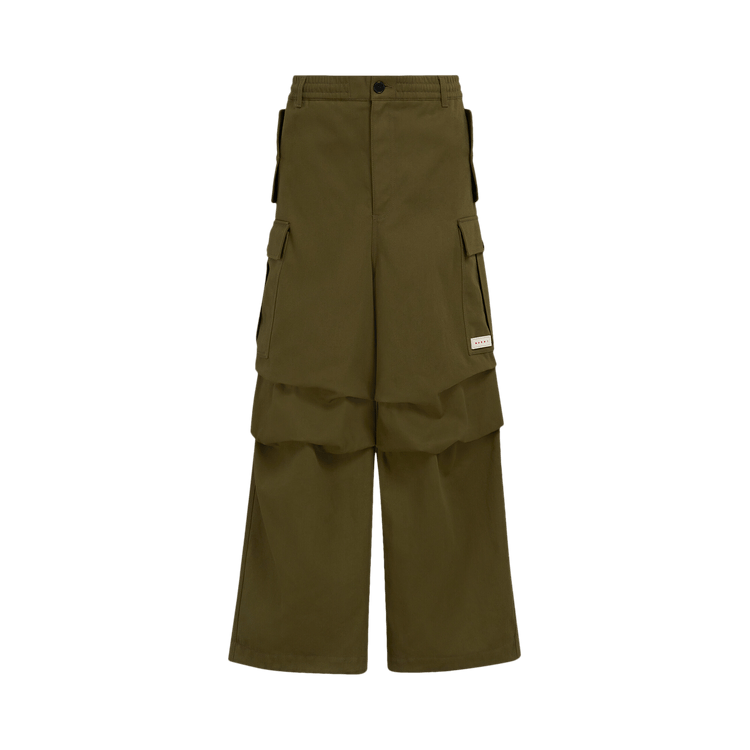 Marni Gabardine Workwear Drawstring Cargo Pants 'Leaf Green'