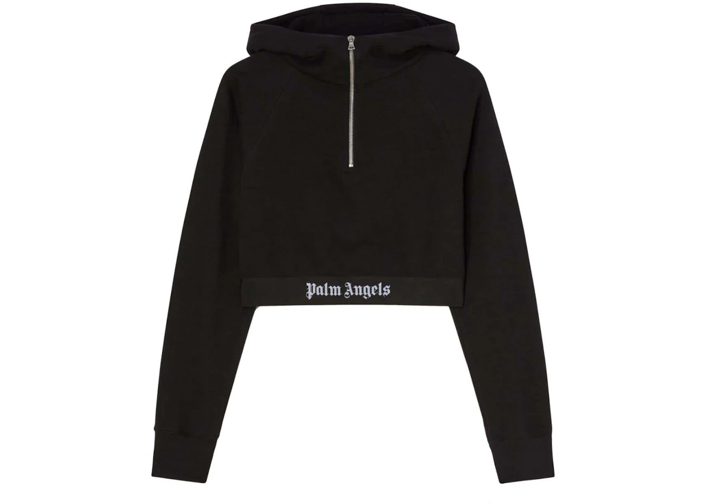 Palm Angels Logo Tape Zipped Hoodie Black/White