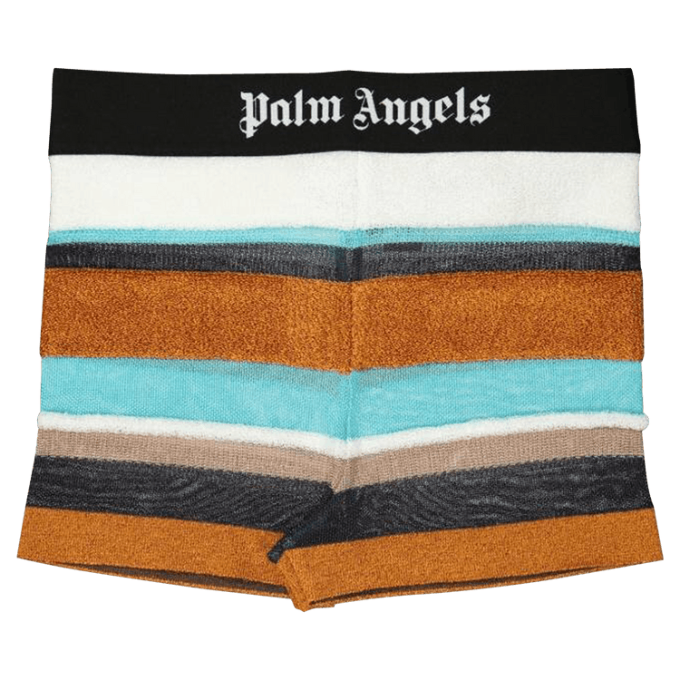 Palm Angels Logo Waistband Striped Knitted Shorts 'Multicolor'
