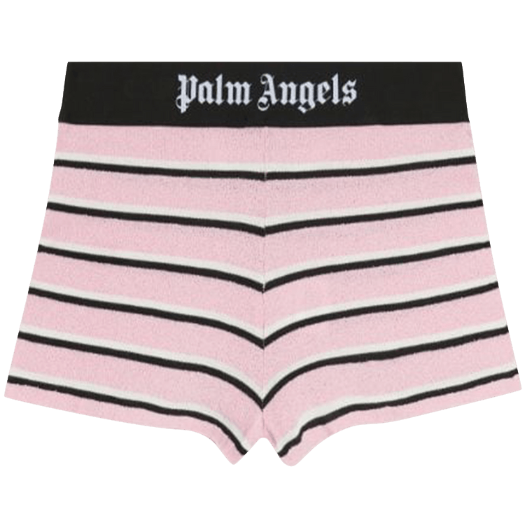 Palm Angels Stripes Knit Logo Shorts 'Pink/Black'