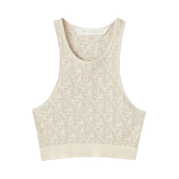 Palm Angels Monogram Jacquard Knit Bra Top 'Beige'
