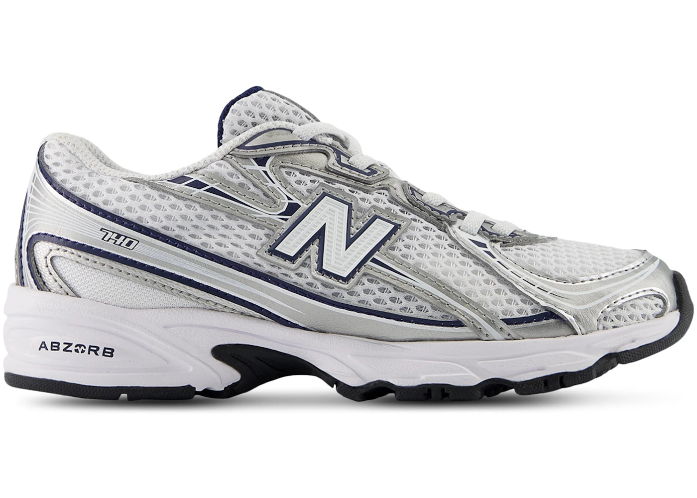 New Balance 740 Bungee Lace White Metallic Silver Navy (PS)
