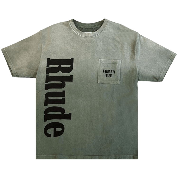Rhude Logo Pocket Tee 'Washed Olive/Black'