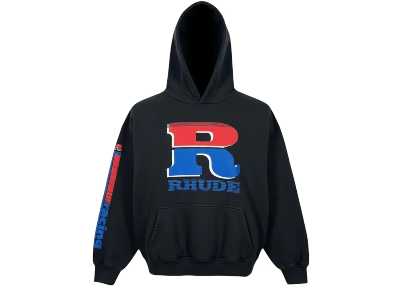 Rhude Split Petrol Logo Vintage Hoodie Vintage Black/Red/Blue