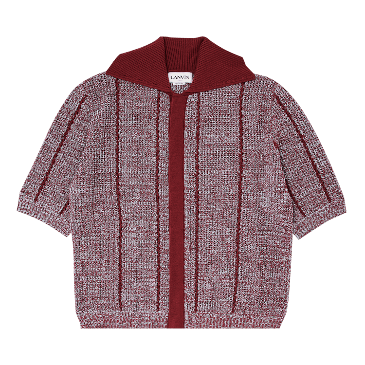 Lanvin Lace Knit Button Up Polo 'Red/Multicolor'