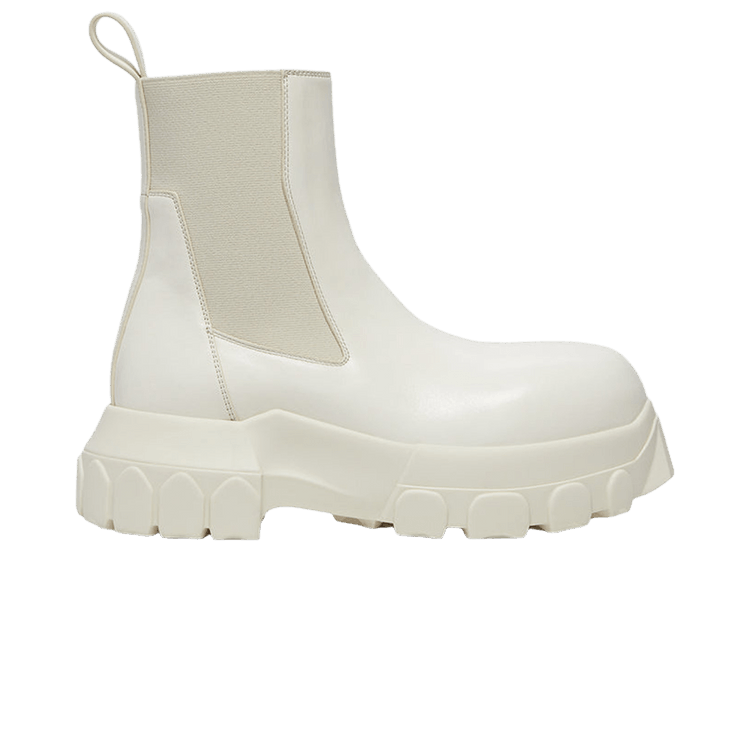 Rick Owens Stivali In Pelle Beatle Bozo Tractor 'Milk'