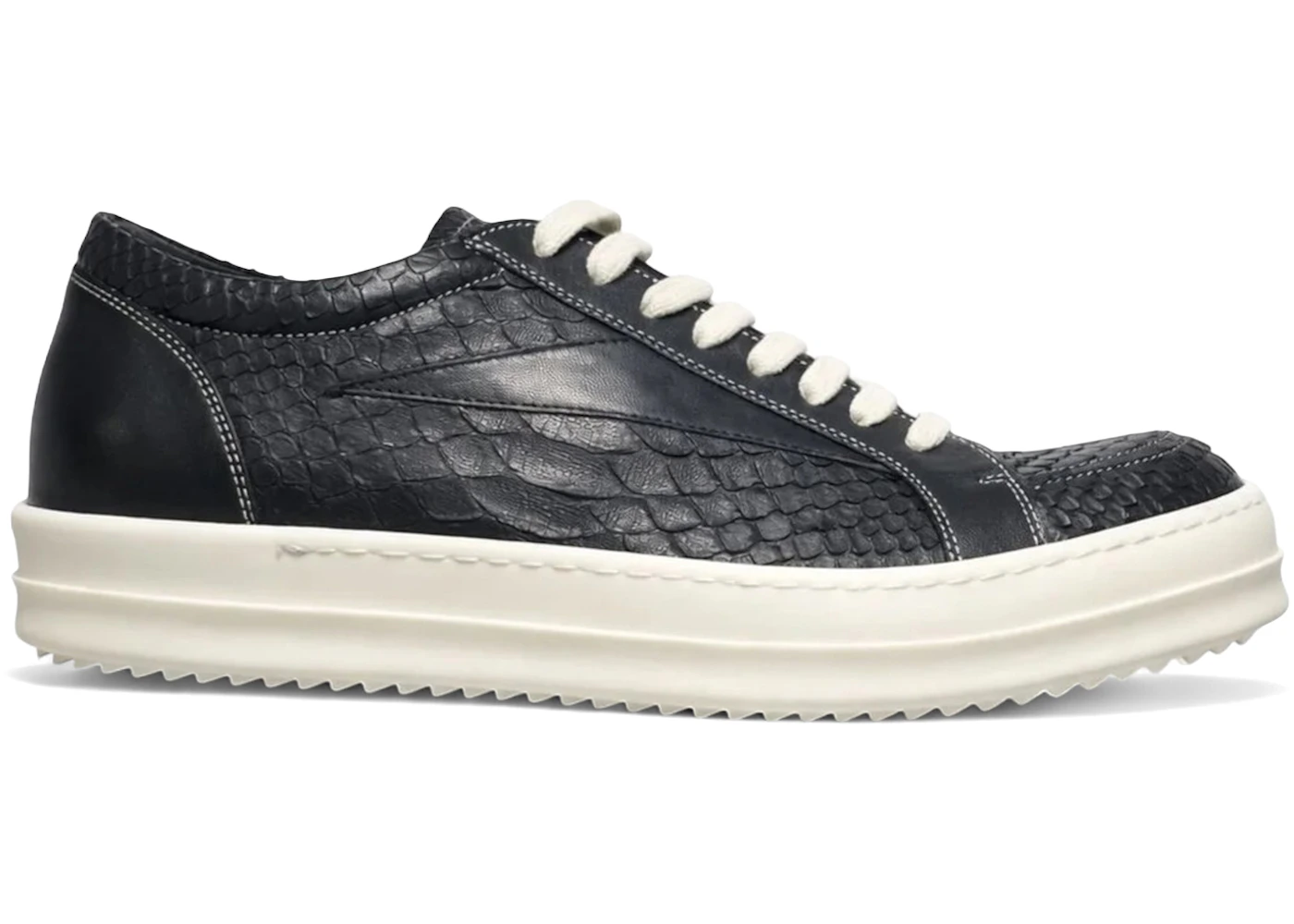 Rick Owens Vintage Low Sneaker Embossed Python Black Milk