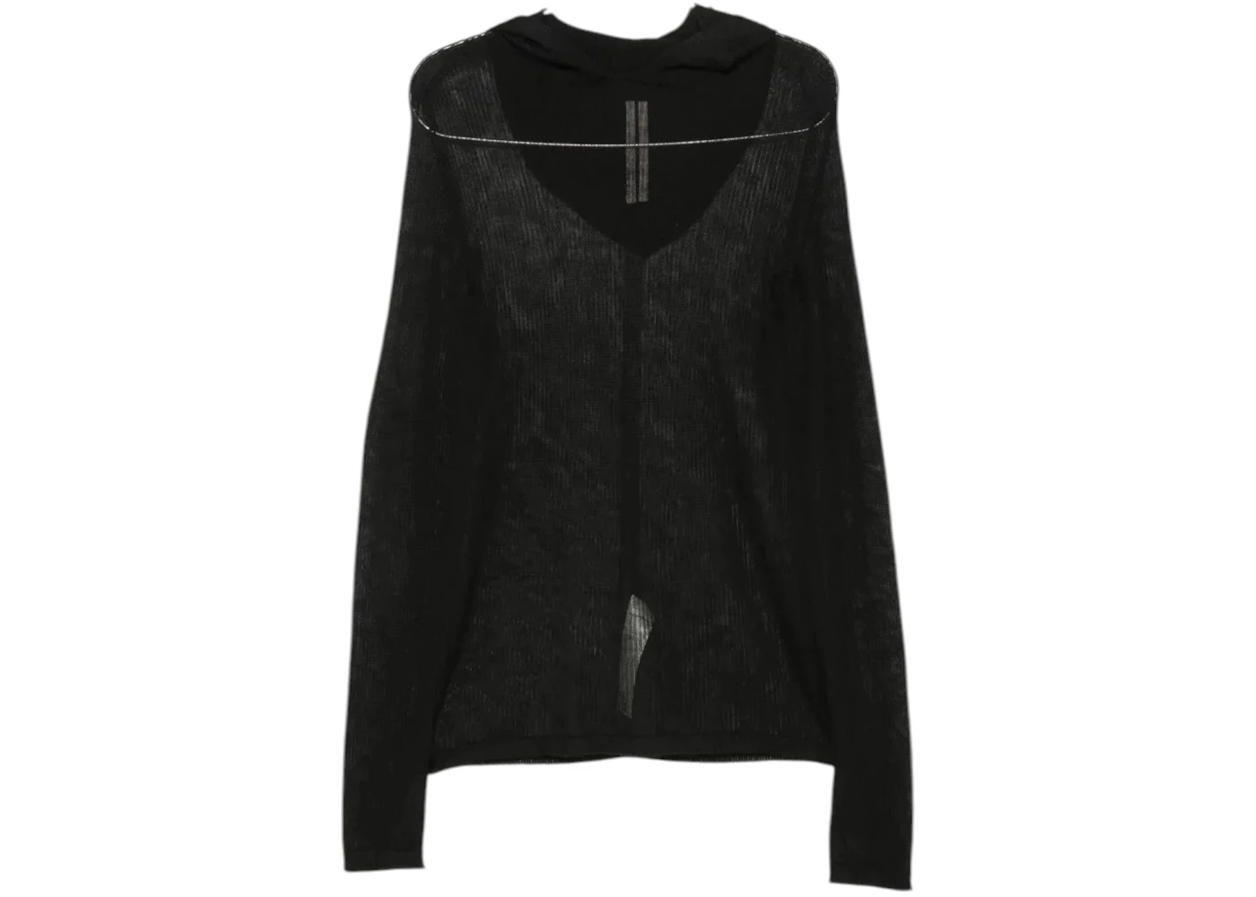 Rick Owens Sheer Hooded LS T-Shirt Black