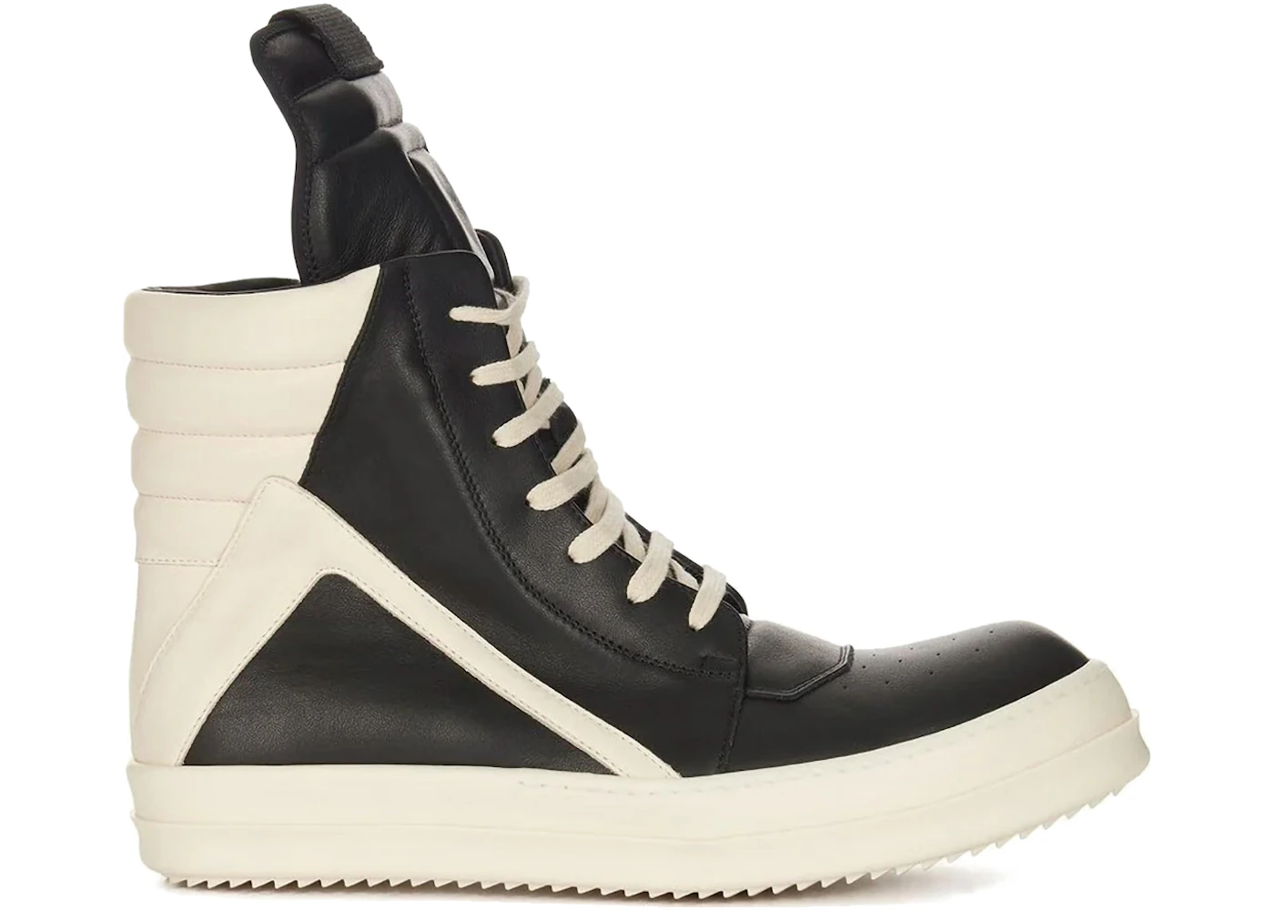 Rick Owens Leather Geobasket High Black Milk