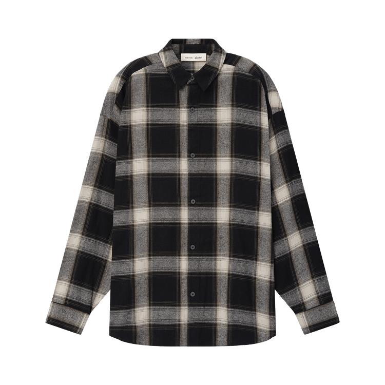 Fear of God Essentials Flannel Button Up Shirt 'Iron Grey Plaid'