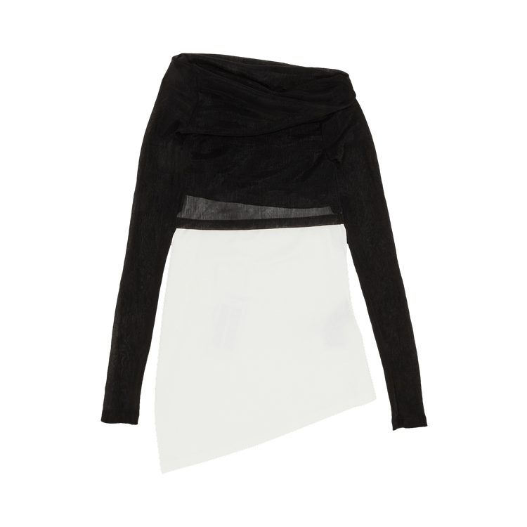 MM6 Maison Margiela Sheer Rib Jersey Top 'Black/White'