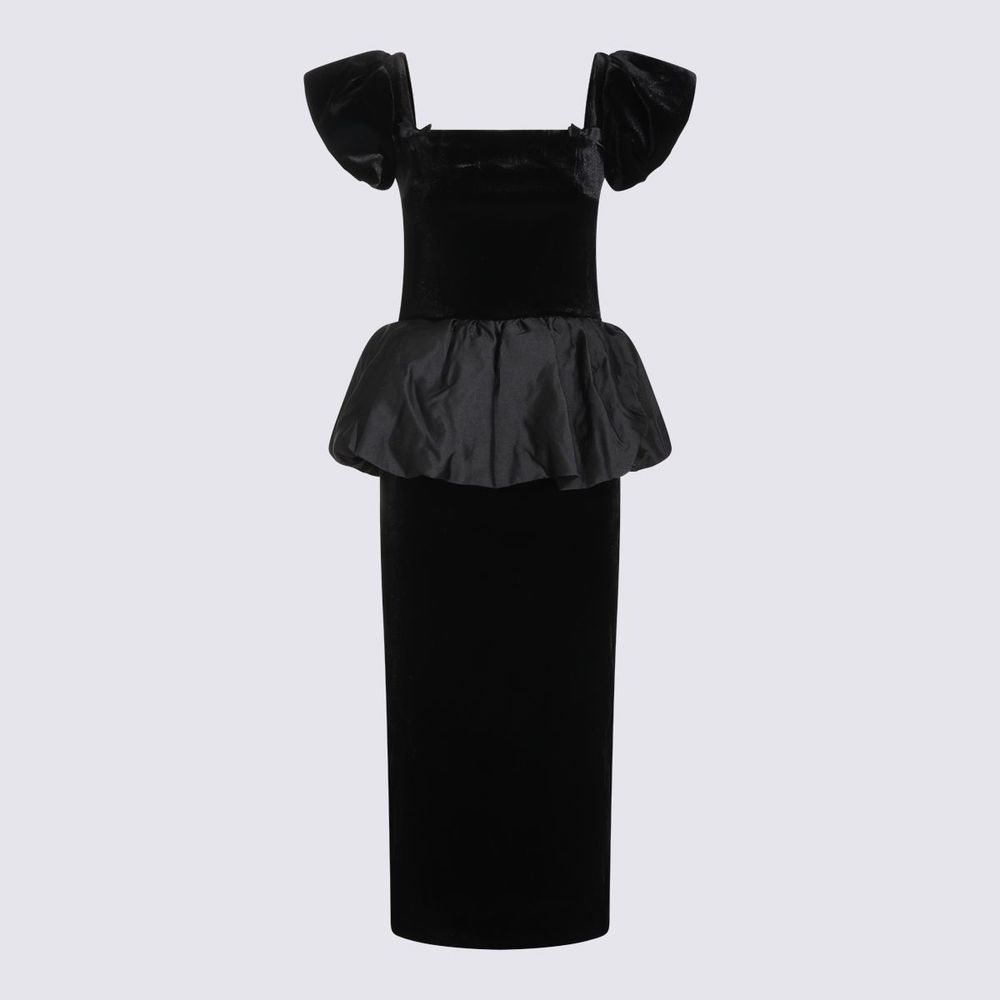 Self-Portrait Puff-Sleeve Peplum Dress