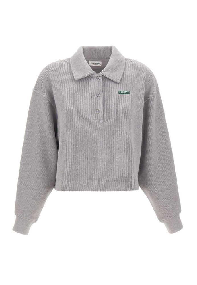 Lacoste Ribbed Oversized Knitted Polo Top