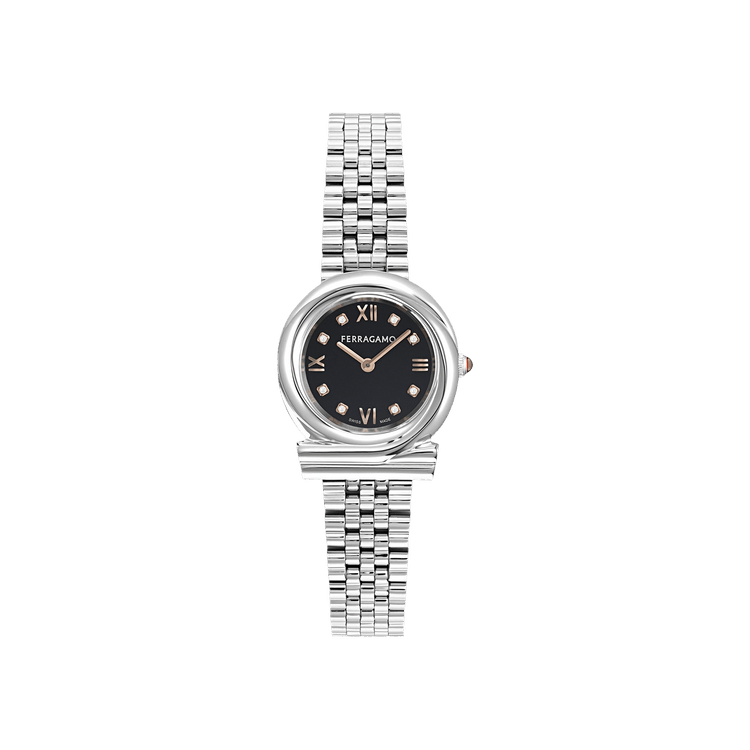 Ferragamo Gancini Twisted Diamond Watch 'Stainless Steel'