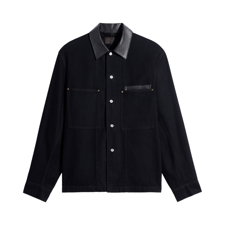 Lemaire Workwear Leather Collar Overshirt 'Black'