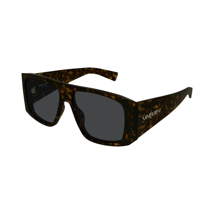 Saint Laurent Wide Rectangular Sunglasses 'Havana/Grey'