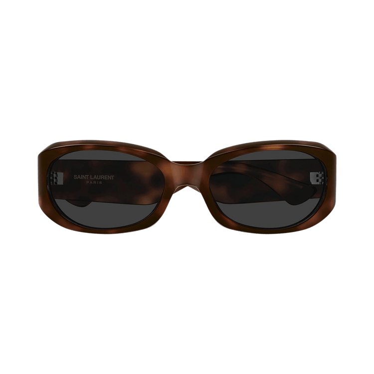 Saint Laurent Oval Tortoiseshell Sunglasses 'Havana/Grey'
