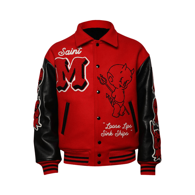 SAINT Mxxxxxx Devil Varsity Jacket 'Red'