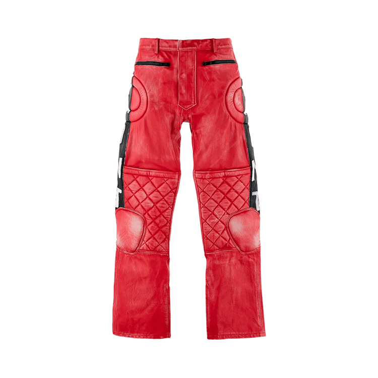 Saint Michael Leather Racer Pants 'Red'
