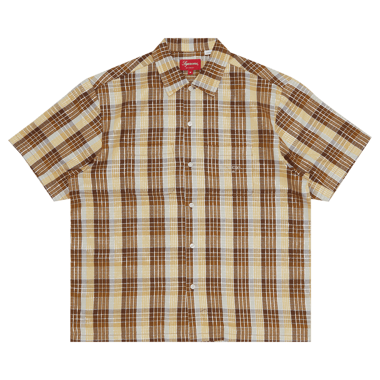 Supreme Metallic Plaid Short-Sleeve Shirt 'Brown'