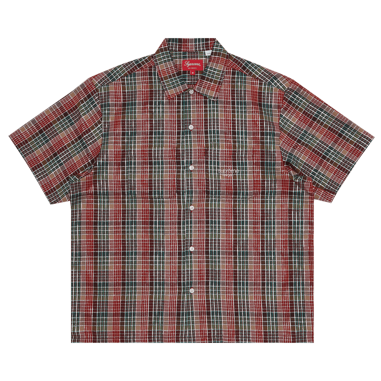 Supreme Metallic Plaid Short-Sleeve Shirt 'Red'