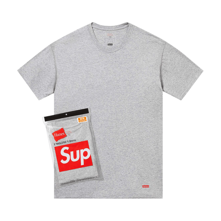 Supreme x Hanes Tagless Tees (2 Pack) 'Heather Grey'