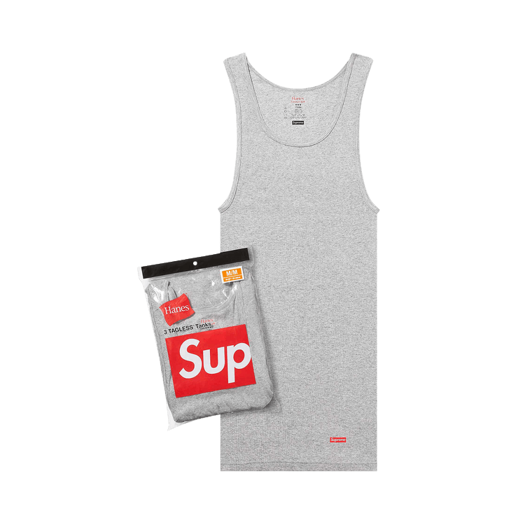 Supreme x Hanes Tagless Tank Tops (3 Pack) 'Heather Grey'