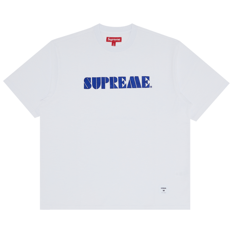 Supreme Stencil Embroidered Short-Sleeve Top 'White'