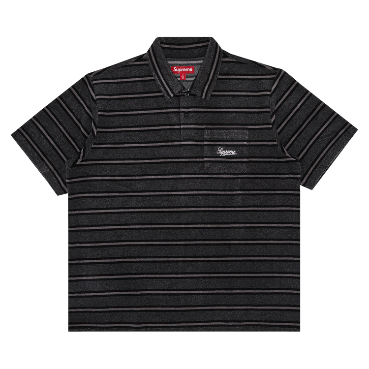 Supreme Stripe Terry Short-Sleeve Polo 'Black'