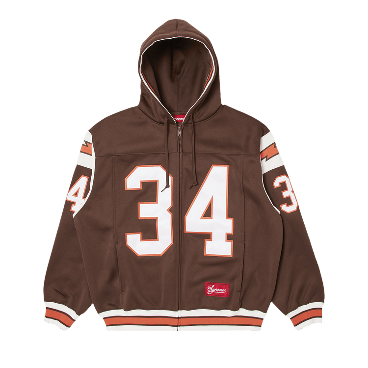 Supreme Football Zip Up Hooded Sweatshirt 'Brown'