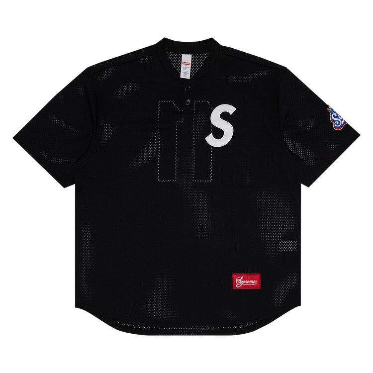 Supreme S Logo Baseball Henley 'Black'
