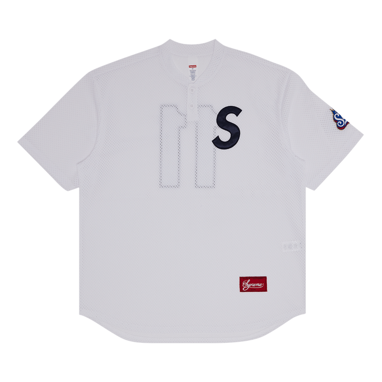 Supreme S Logo Baseball Henley 'White'