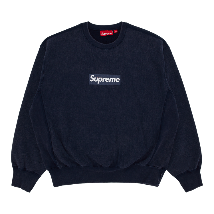 Supreme Washed Box Logo Crewneck 'Navy'